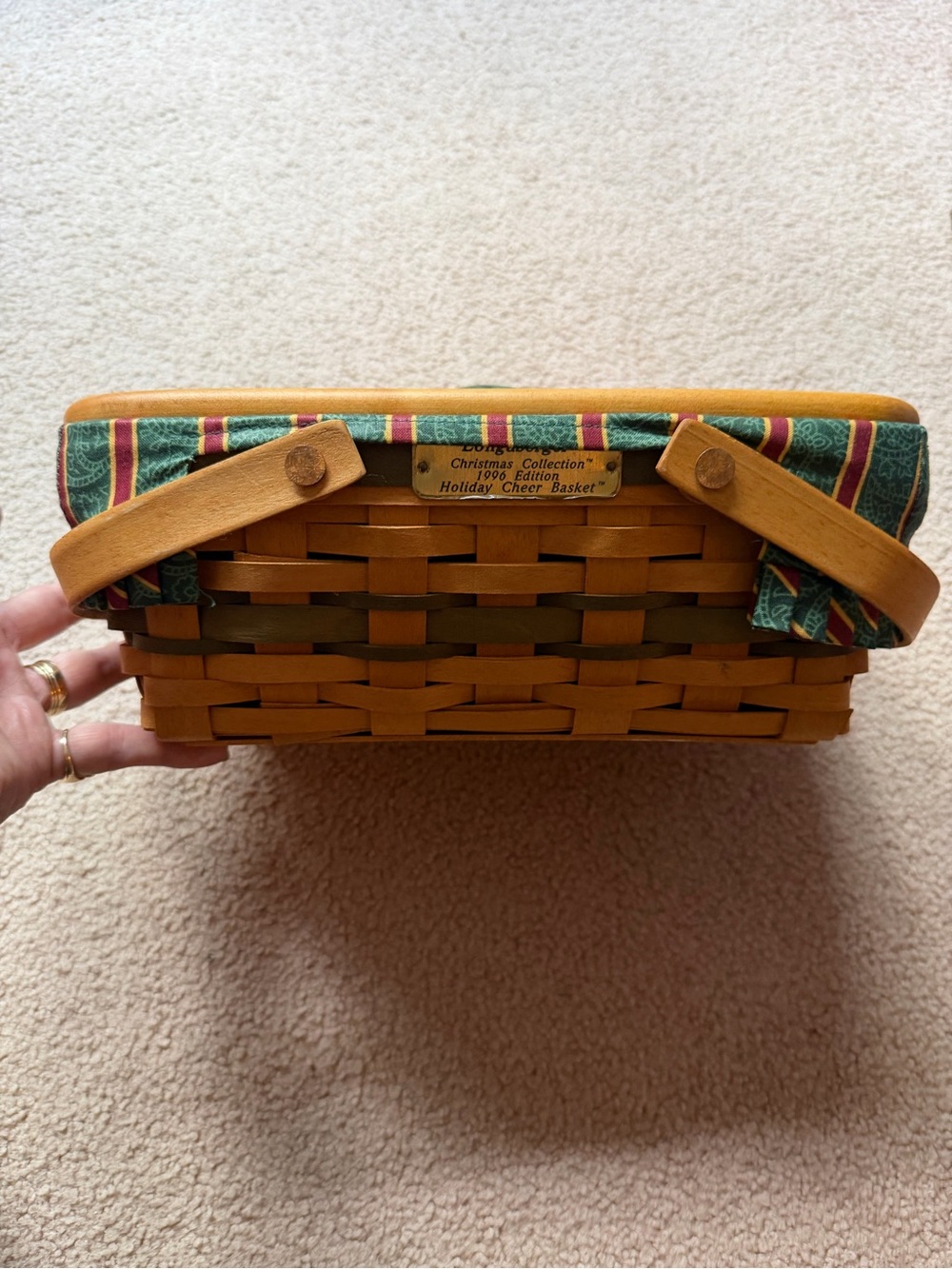 Longaberger 1996 Christmas Collection Holiday Cheer Basket/fabric liner/lid